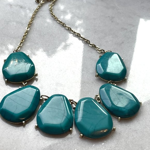 Turquoise Statement Necklace, Bold, Chunky, Summer, Fun, Upcycled, Redesigned - Picture 5 of 7